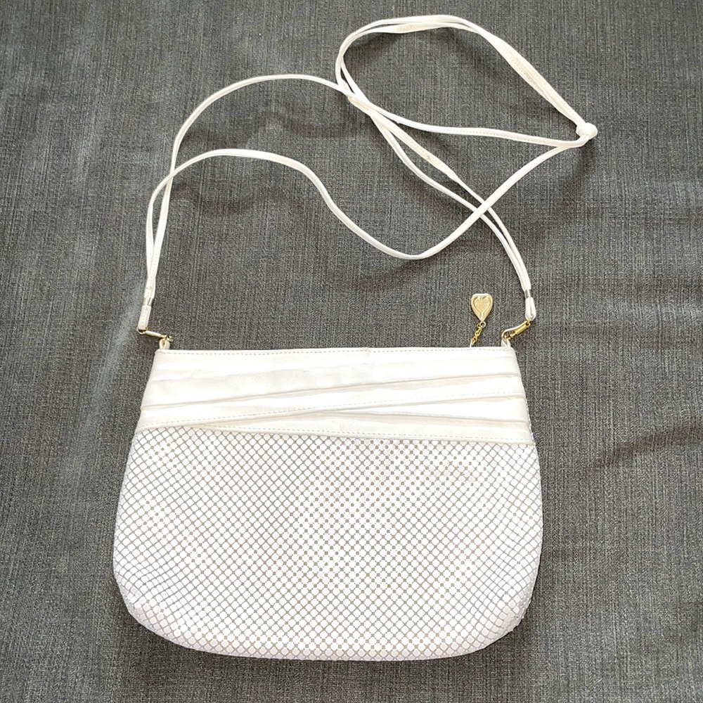 Vintage Whiting & Davis White Mesh and Leather Handbag EUC
